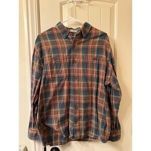 Duluth Trading Flannel Untucked Plaid Shirt Men's Medium Relaxed Fit Exc. Cond!